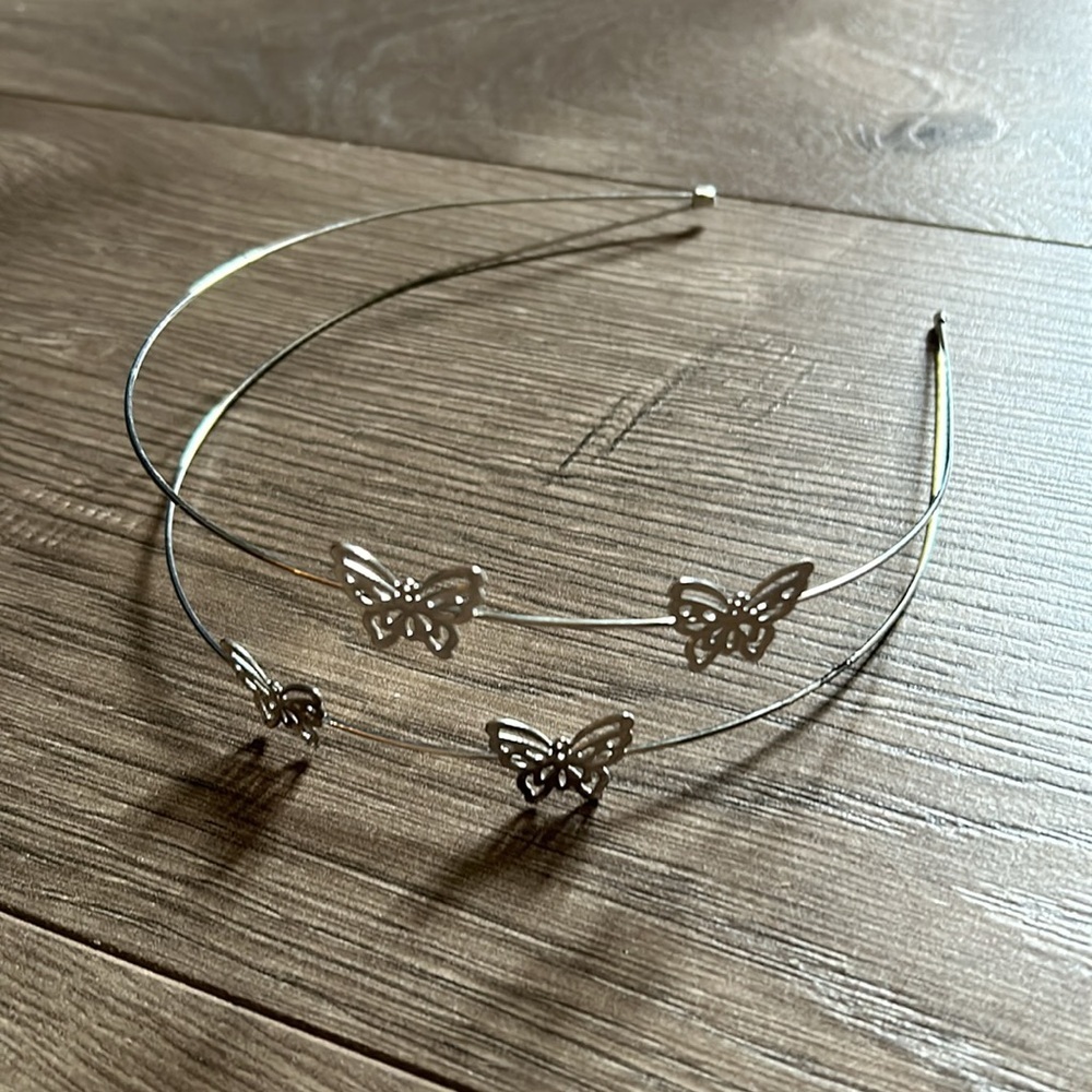 Silver butterfly headband